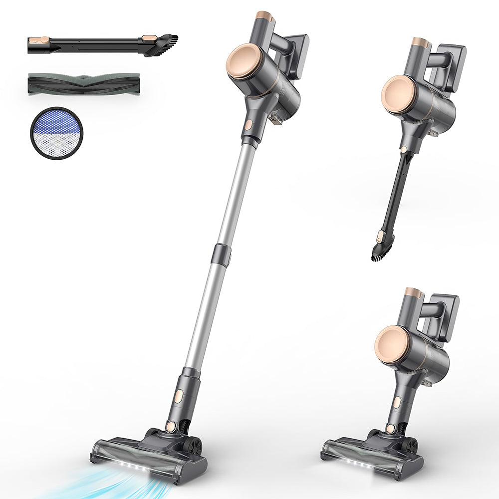 Cordless Stick Vacuum Cleaner – Motorized V-Brush, 5-Stage HEPA, Lightweight