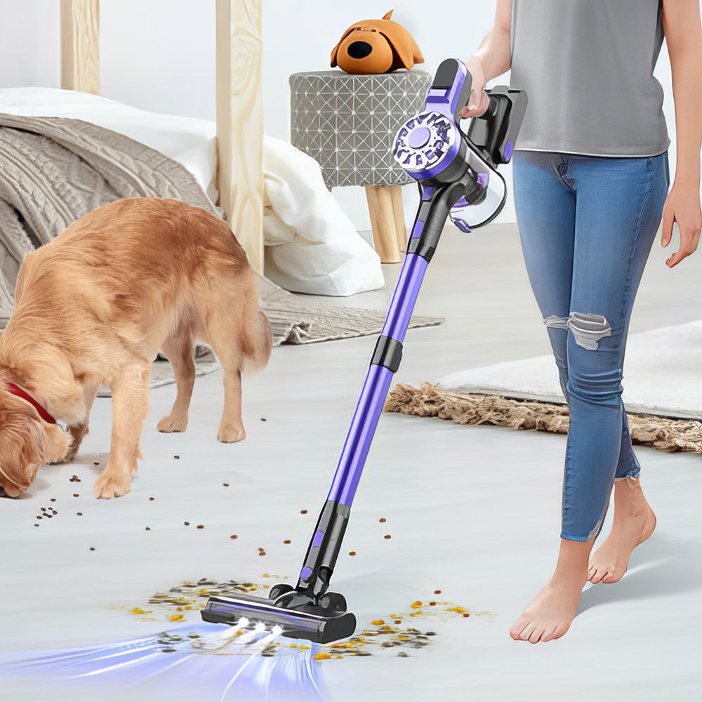 Cordless Stick Vacuum Cleaner – Lightweight, Swivel LED Brush, HEPA Filtration